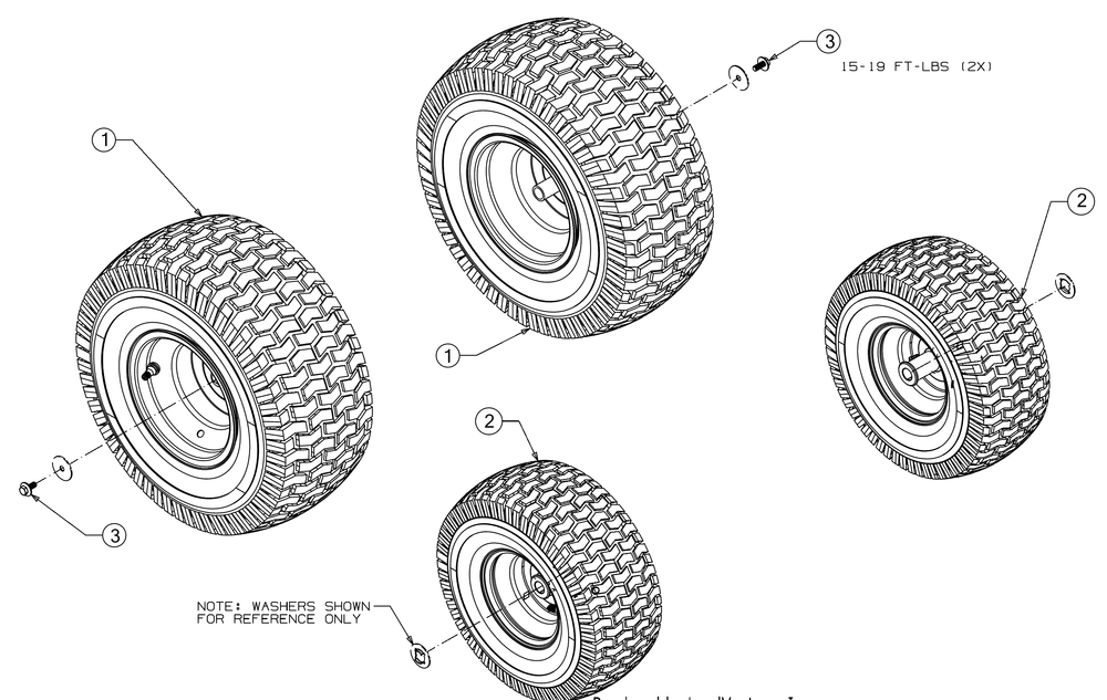 Wheels Diagram and Parts List for (13A9A1CN010)(2018) Cub Cadet Lawn Tractor